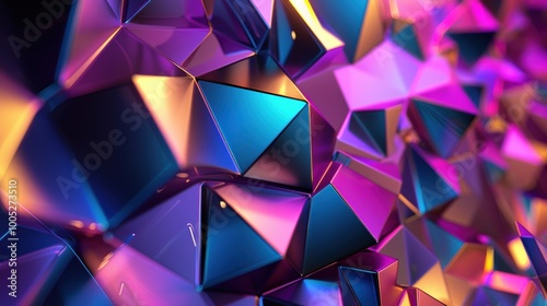 Abstract Geometric Composition with Iridescent Polygons