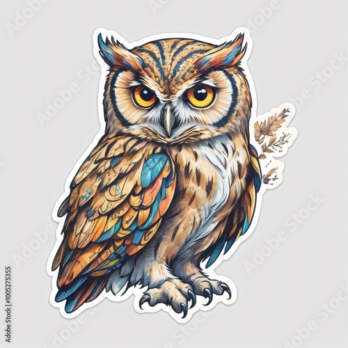 owl, full body, sticker,  photo