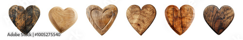 heart shapes blank wooden sign board wood on a transparent or white background. Valentine's Day, wedding, love, cut out, PNG