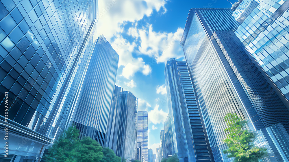 Fototapeta premium 高層ビルのある景観