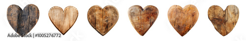 heart shapes blank wooden sign board wood on a transparent or white background. Valentine's Day, wedding, love, cut out, PNG