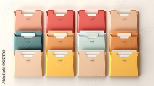 A collection of colorful file folders arranged neatly for organizational purposes.