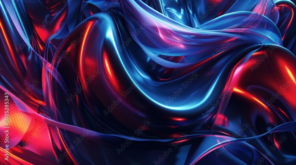 Abstract Swirling Blue and Red Iridescent Fabric Abstract Swirling Blue and Red Iridescent Fabric