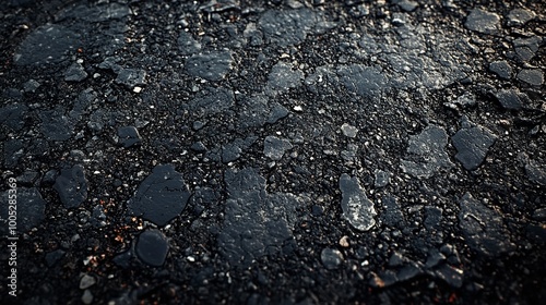 Surface Grunge Rough of Asphalt Tarmac Dark Grey photo