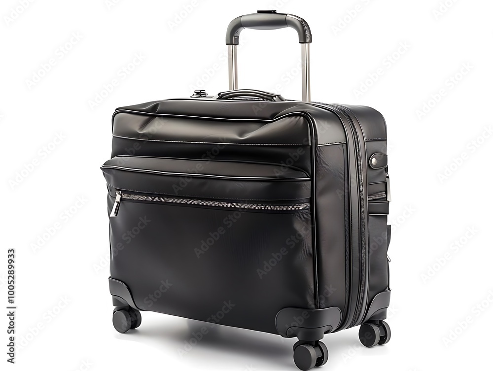 A sleek black wheeled suitcase designed for travel convenience and mobility. A sleek black wheeled suitcase designed for travel convenience and mobility.