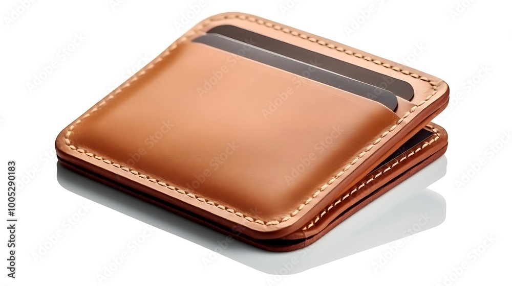 A sleek leather wallet with card slots, designed for organization and convenience. A sleek leather wallet with card slots, designed for organization and convenience.