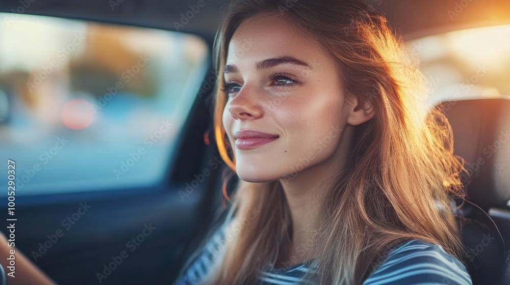 Proud teenage student driver in a car with a smile. Proud teenage student driver in a car with a smile.
