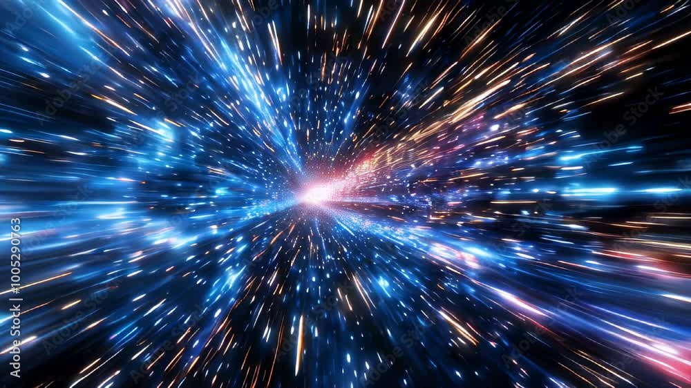An abstract background with dynamic light speed tunnel, featuring vibrant colors and a sense of motion through space. An abstract background with dynamic light speed tunnel, featuring vibrant colors and a sense of motion through space.