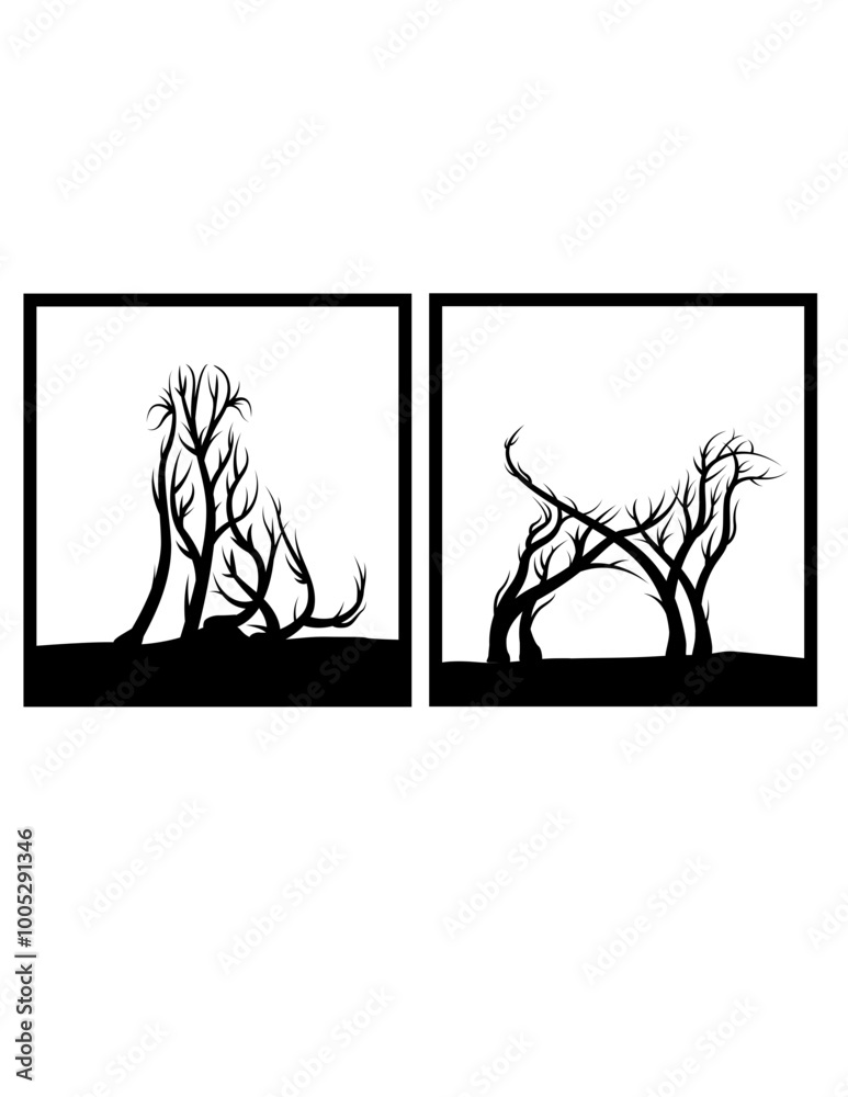 Obraz premium Dog Tree Branch | Dog Tree Icon | Tree Branch Scene | Wildlife | Nature Scene | Domestic Animal | Wild Animal | Dog Lover | Original Illustration | Vector and Clipart | Cutfile and Stencil