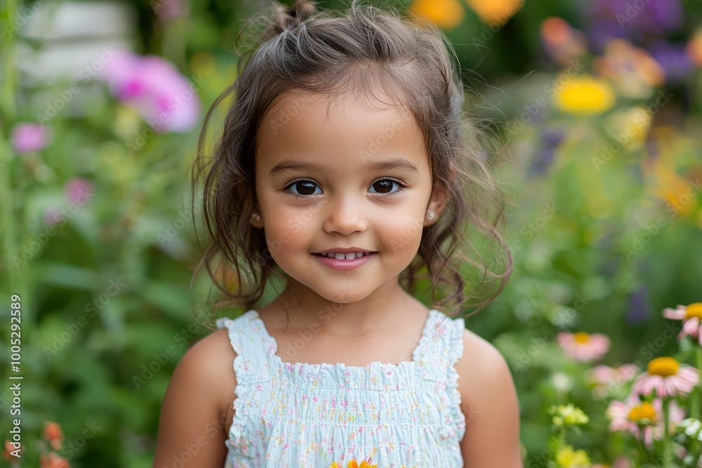 Portrait of a Smiling Young Girl in a Garden Portrait of a Smiling Young Girl in a Garden