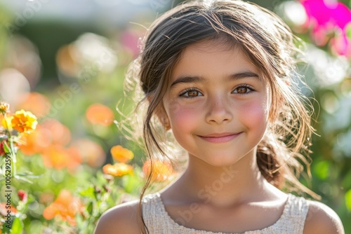 Portrait of a Young Girl with Blonde Hair and Brown Eyes Smiling