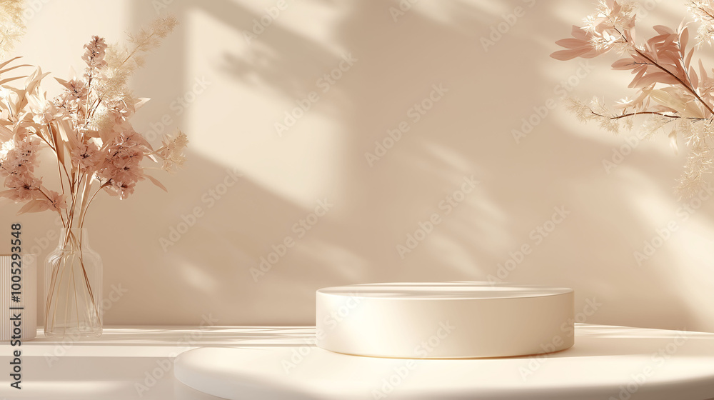 elegant product display with floral backdrop elegant product display with floral backdrop