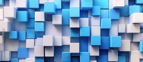 Abstract Blue and White Cube Pattern