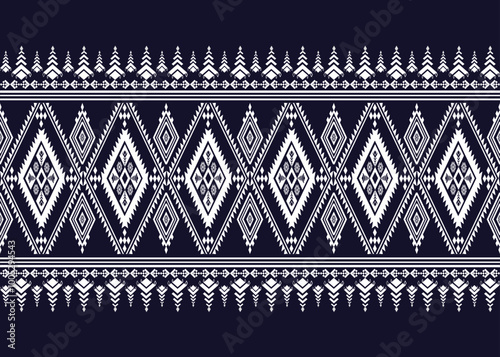 Hand drawn abstract Ethnic geometric pattern.
Native American pattern.Ethnic South Western decor style,Navy blue textile,silk.