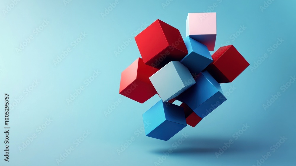 Abstract Geometric Composition with Colorful Cubes Abstract Geometric Composition with Colorful Cubes