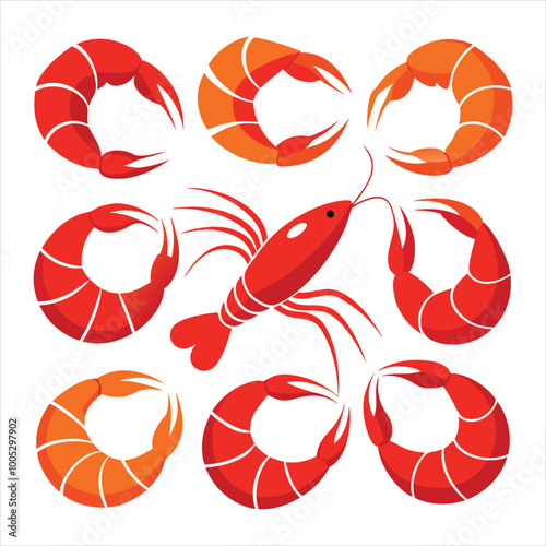Colorful shrimp vector illustration