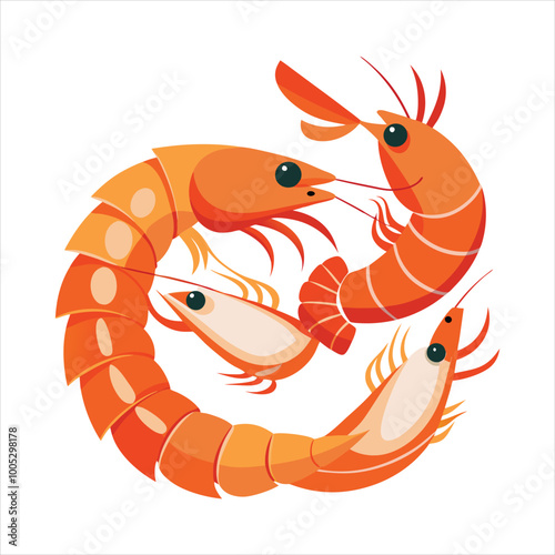 Colorful shrimp vector illustration