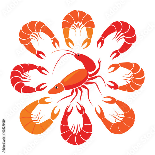 Colorful shrimp vector illustration