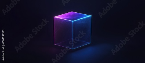 Neon Cube in a Dark Environment