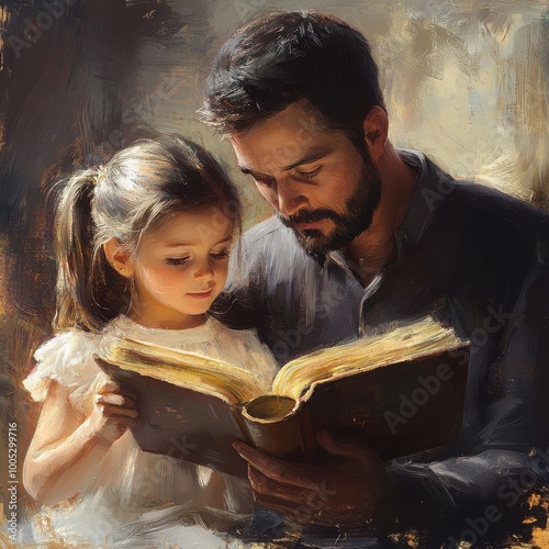 Father and Daughter Enjoying Story Time Together