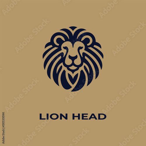 Unique, minimalist, simple colored lion or lion head logo illustration