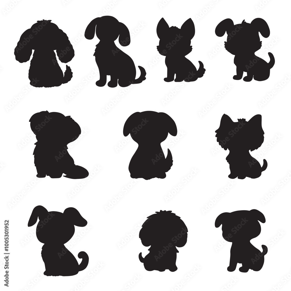Obraz premium Isolated dogs on the white background. Dogs silhouettes. Vector EPS 10. 