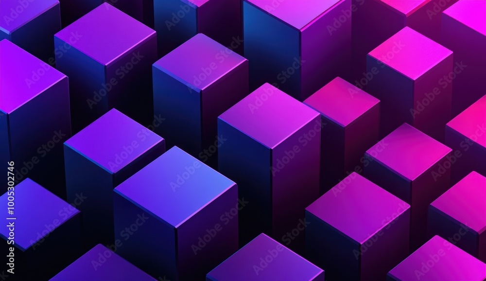 Obraz premium Abstract 3D Render of Violet Cubes