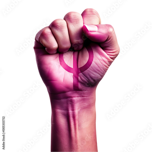 Raised fist at international women s day