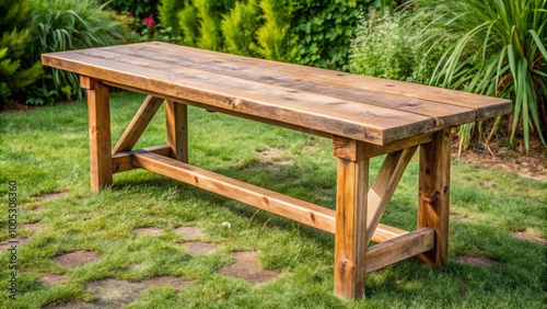 Charming wooden tabletop bench enhances any dining experience, ideal for decoration or outdoor activities, bringing