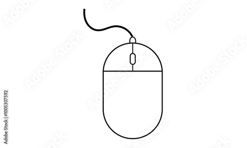 Illustration of mouse with cable, mouse icon vector, computer mouse icon flat trendy outline style illustration isolated on white background.