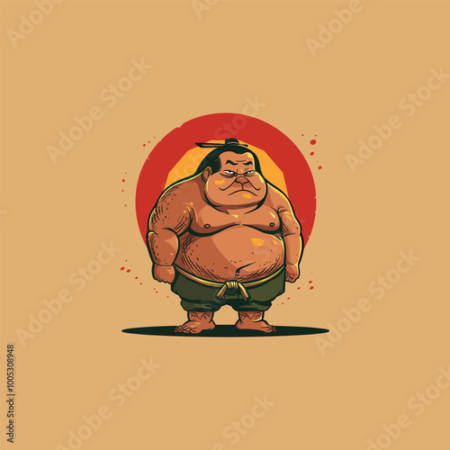 cartoon sumo fighter illustration