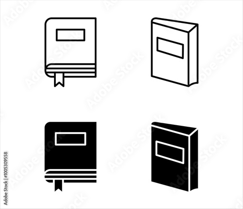 Book icon set, Collection of literary book icons, Textbook icons, isolated on white background.