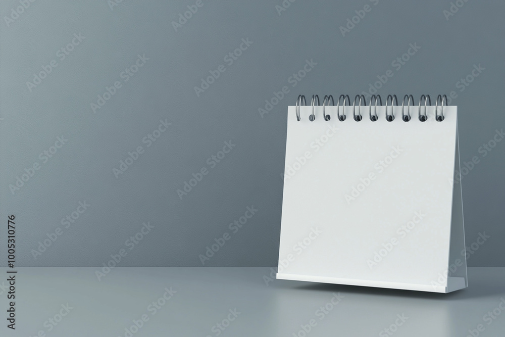 3D rendering of an empty desk calendar, standing on a table with a gray background 3D rendering of an empty desk calendar, standing on a table with a gray background