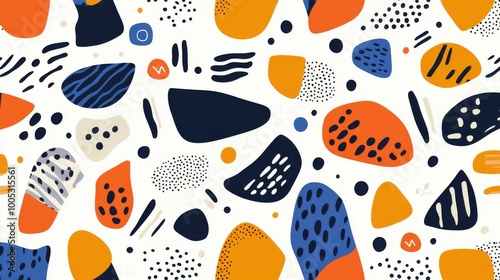 Discover a vibrant vector design featuring playful Memphisinspired doodle shapes and colorful flat illustrations. photo