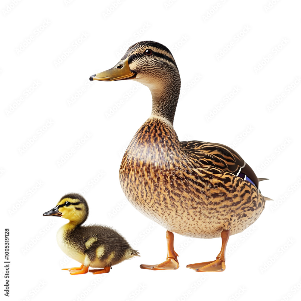 Duck with Duckling on transparent background Duck with Duckling on transparent background