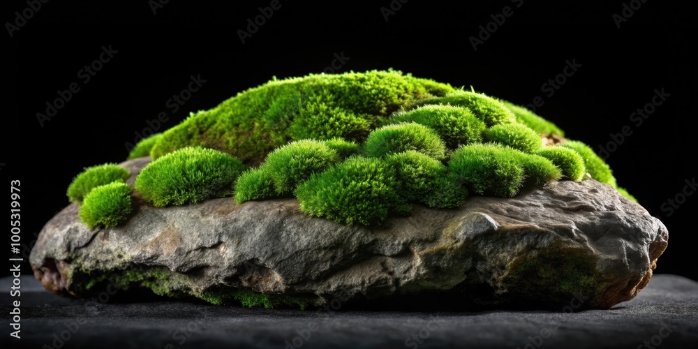 Green moss texture on stones against a solid black background, moss, texture, stones, black, background, nature, environment Green moss texture on stones against a solid black background, moss, texture, stones, black, background, nature, environment