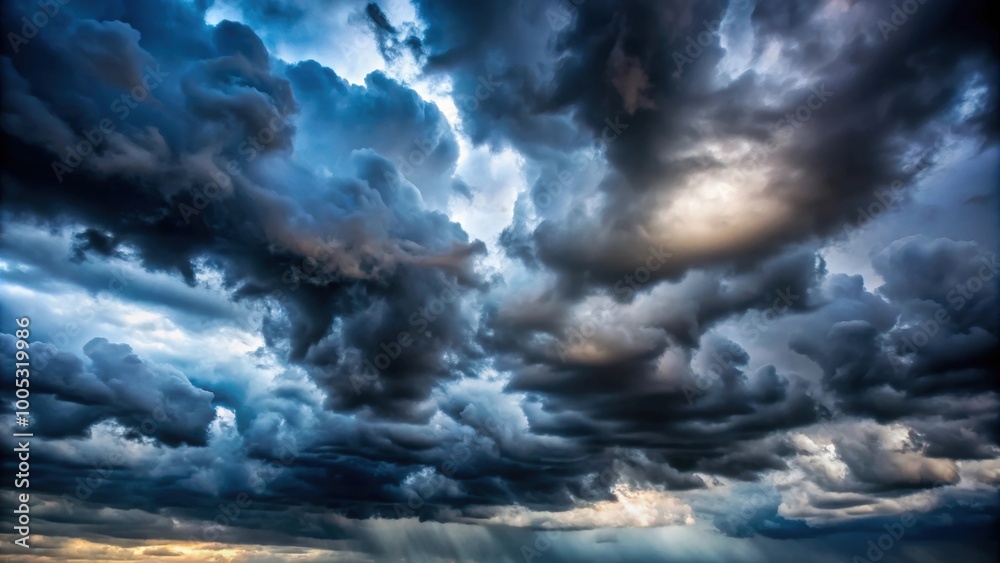 Obraz premium Stormy sky with dark, overcast clouds , storm, weather, ominous, overcast, grey, dramatic, atmospheric, moody, thunderstorm, rain