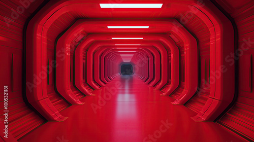 Red futuristic modern corridor design