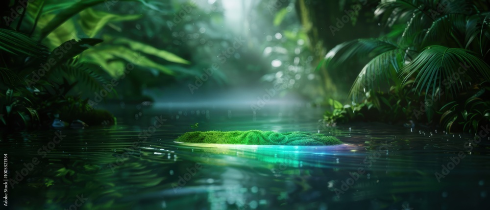 Obraz premium Glistening Stream in Lush Forest Setting