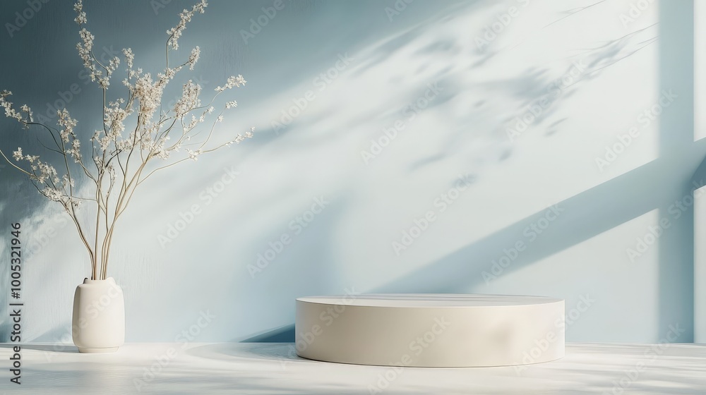 3D render of a podium in a minimal scene with a pastel blue and white abstract background. Trendy for social media banners, promotion, 3D render of a podium in a minimal scene with a pastel blue and white abstract background. Trendy for social media banners, promotion,