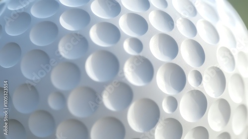 Close-up view of a textured golf ball surface showcasing its unique dimple pattern and smooth white finish.