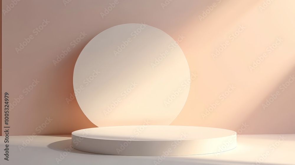 3D render of a vector abstract background with a clean round podium and empty stage, designed for elegant product showcases and versatile mockups 3D render of a vector abstract background with a clean round podium and empty stage, designed for elegant product showcases and versatile mockups