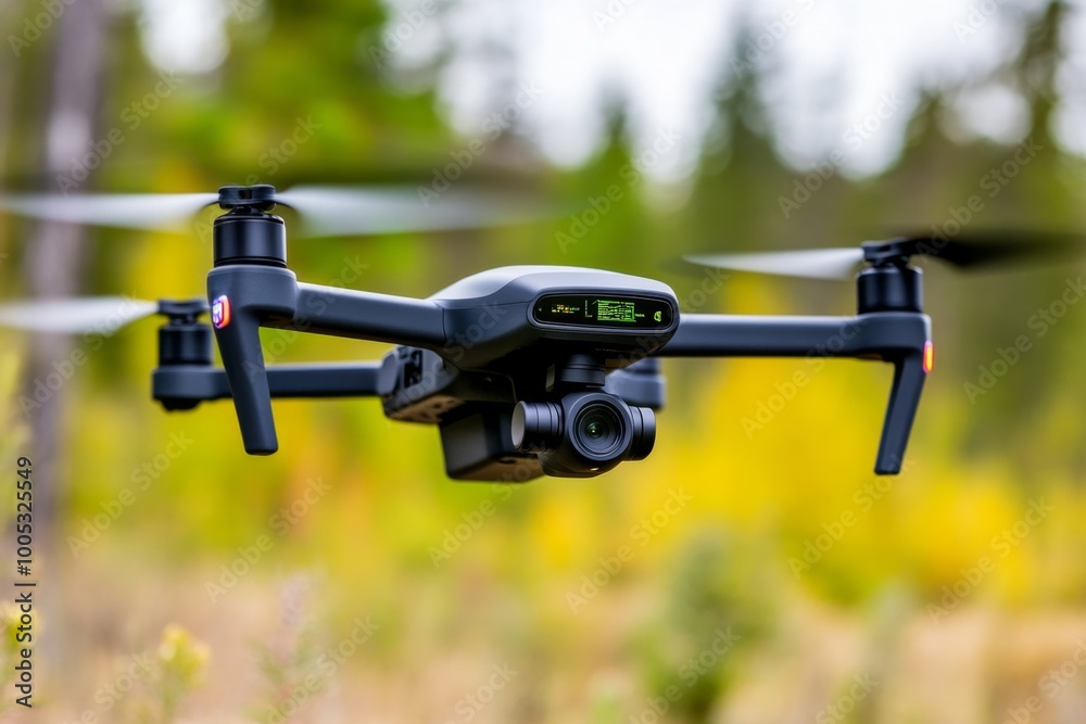 A futuristic drone exploring a remote wilderness landscape, gathering data on wildlife and plants in a high-tech effort to preserve nature. A futuristic drone exploring a remote wilderness landscape, gathering data on wildlife and plants in a high-tech effort to preserve nature.