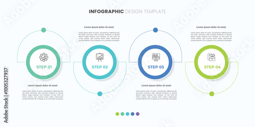 Business infographic template. 4 Step timeline journey. Process diagram, 4 options on white background, Infograph elements