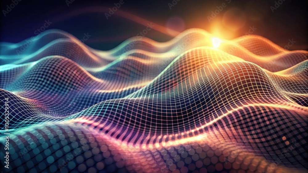 Blurred abstract background with wavy grid on dark, great for analytical concepts , abstract, background, graph, analytical