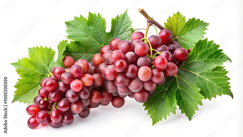 A large and perfect bunch of red grapes isolated on white background. A large and perfect bunch of red grapes isolated on white background.