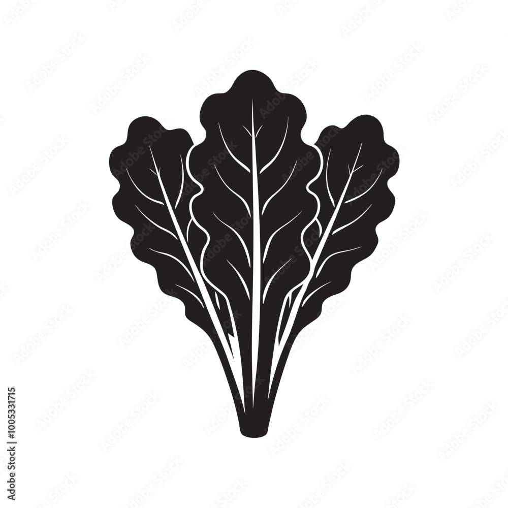Swiss Chard Vector Silhouette Illustration Organic Leafy Greens Clipart for Farmers Market Designs Swiss Chard Vector Silhouette Illustration Organic Leafy Greens Clipart for Farmers Market Designs
