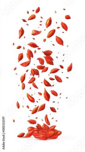 Falling goji berries isolated on white background Generative AI