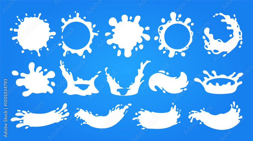 Fototapeta premium Milk splash illustration vector set and dairy cream elements 02