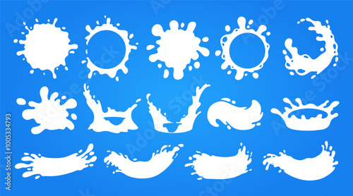 Milk splash illustration vector set and dairy cream elements 02